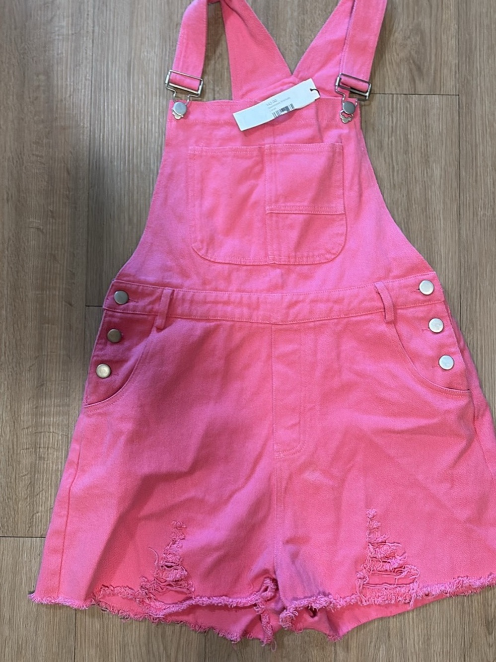 Papermoon Bright Pink Denim Short Overalls